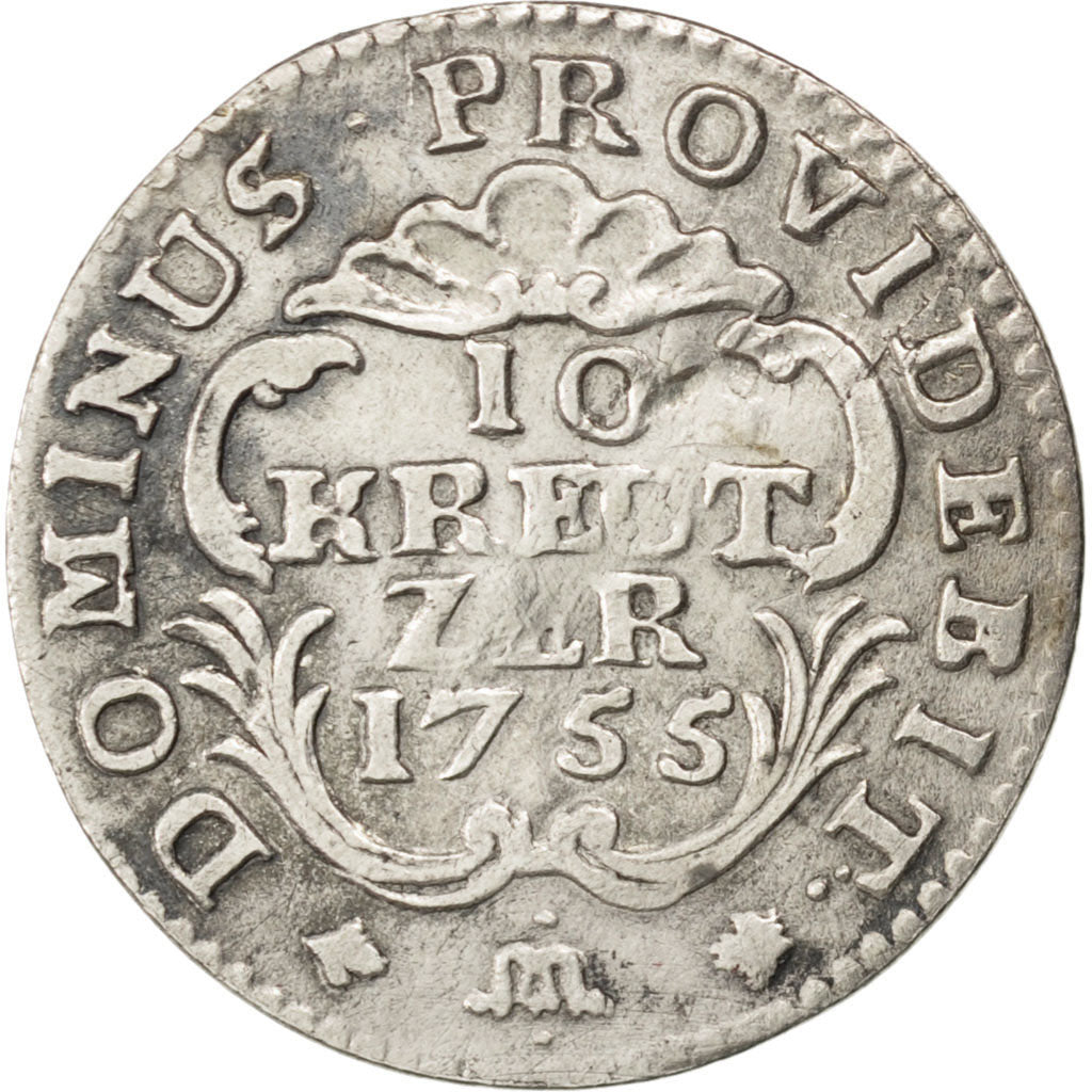 SWISS CANTONS, 10 Kreuzer, 1755, Bern, KM #116, EF(40-45), Silver, 1.89
