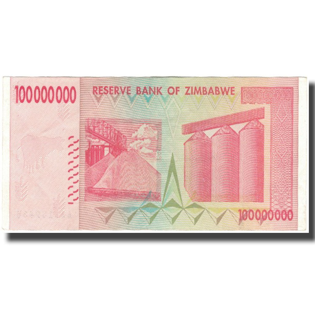 Billete, 100 Million Dollars, 2008, Zimbabue, KM:80, MBC