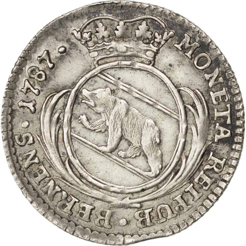 CANTONI SVIZZERI, BERN, 10 Kreuzer, 1787, Bern, BB+, Argento, KM:120