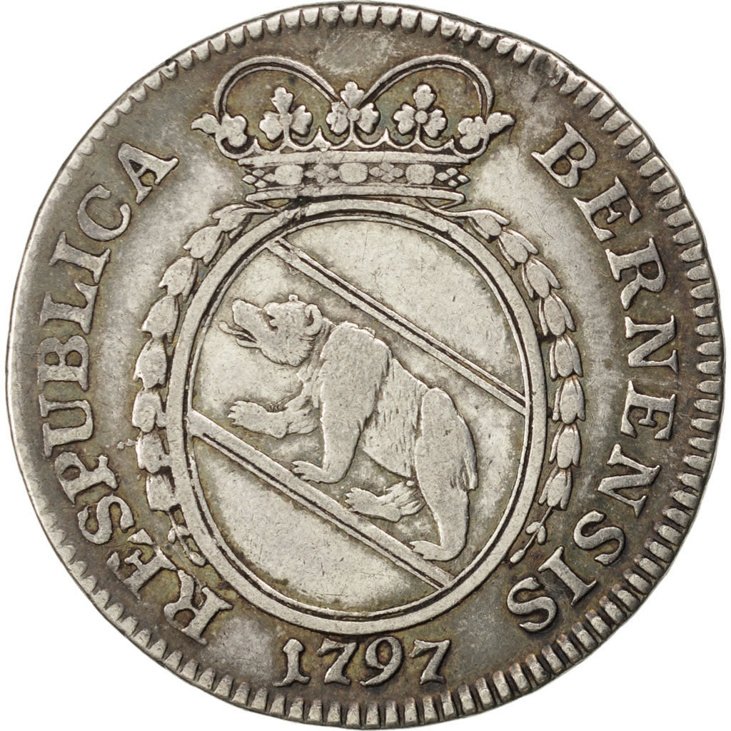 SWISS CANTONS, 1/4 Thaler, 1797, Bern, KM #160, EF(40-45), Silver, 7.55