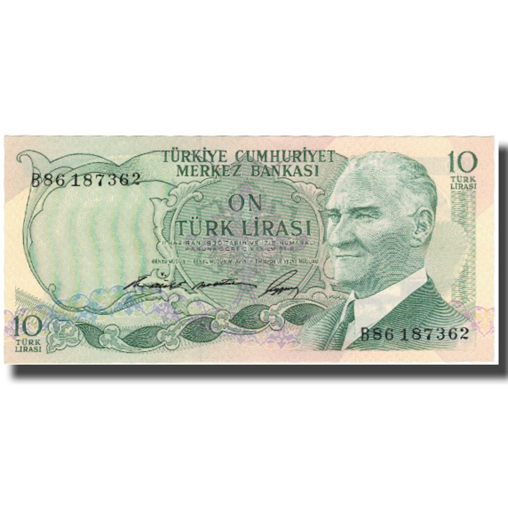 Banknote, Turkey, 10 Lira, KM:180, AU(55-58)