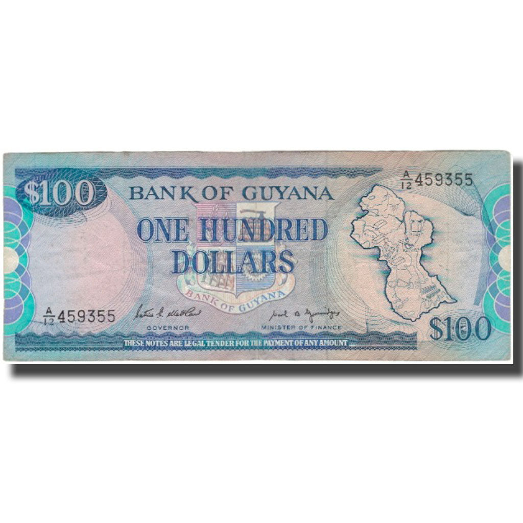 Billete, 100 Dollars, Guyana, KM:28, BC+