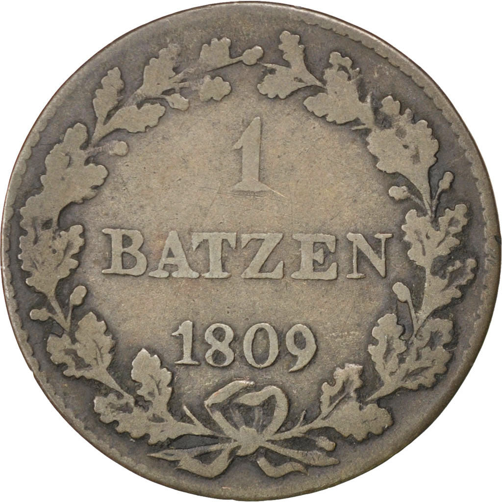 SWISS CANTONS, Batzen, 1809, KM #196, VF(30-35), Billon, 2.57
