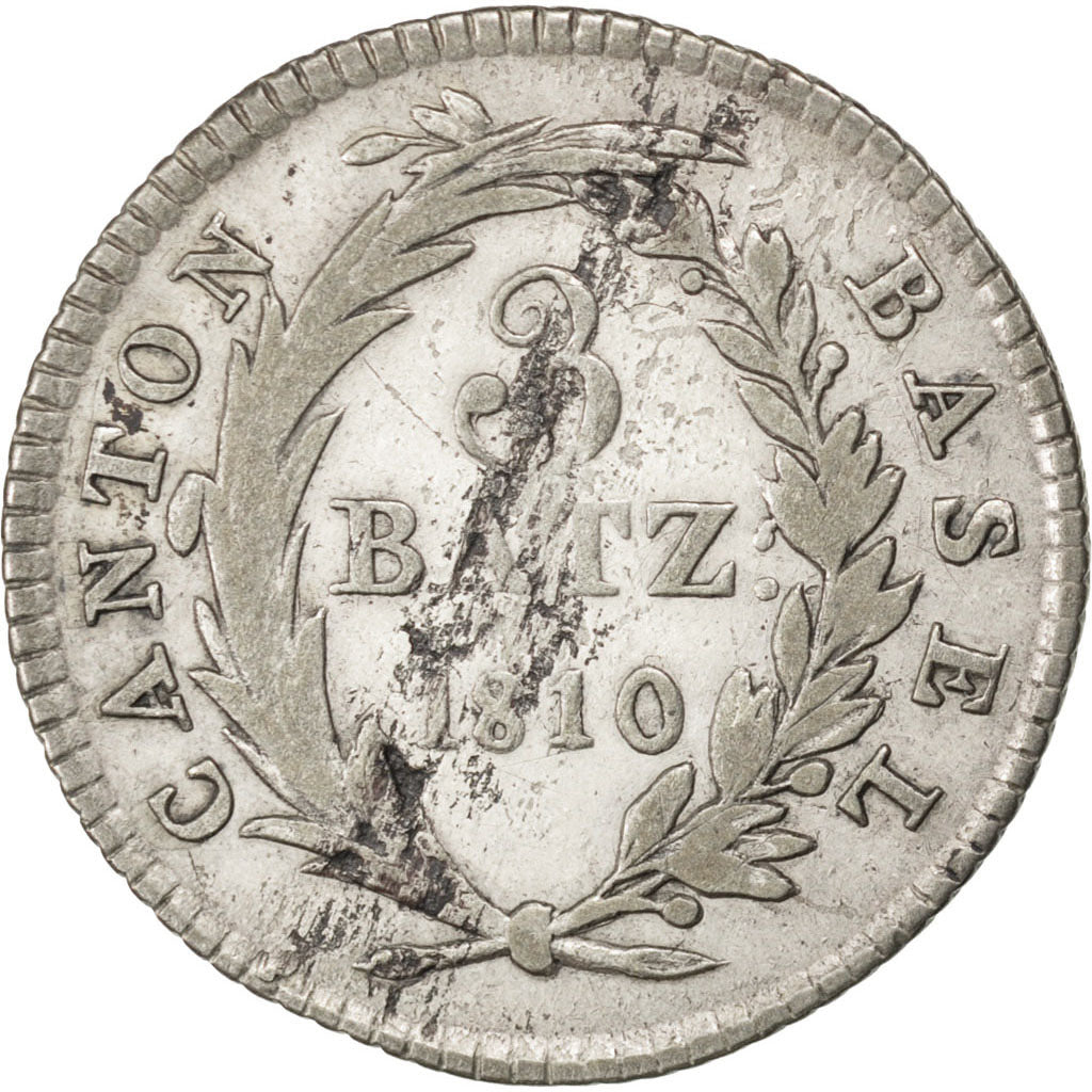 SWISS CANTONS, 3 Batzen, 1810, KM #198, VF(30-35), Silver, 3.84