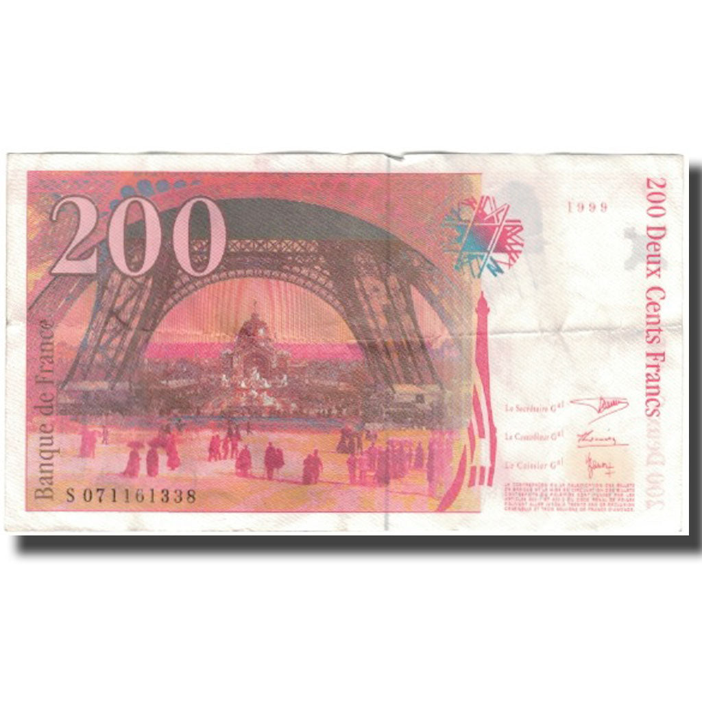 France, 200 Francs, Eiffel, 1999, VF(20-25), Fayette:75.5, KM:159c