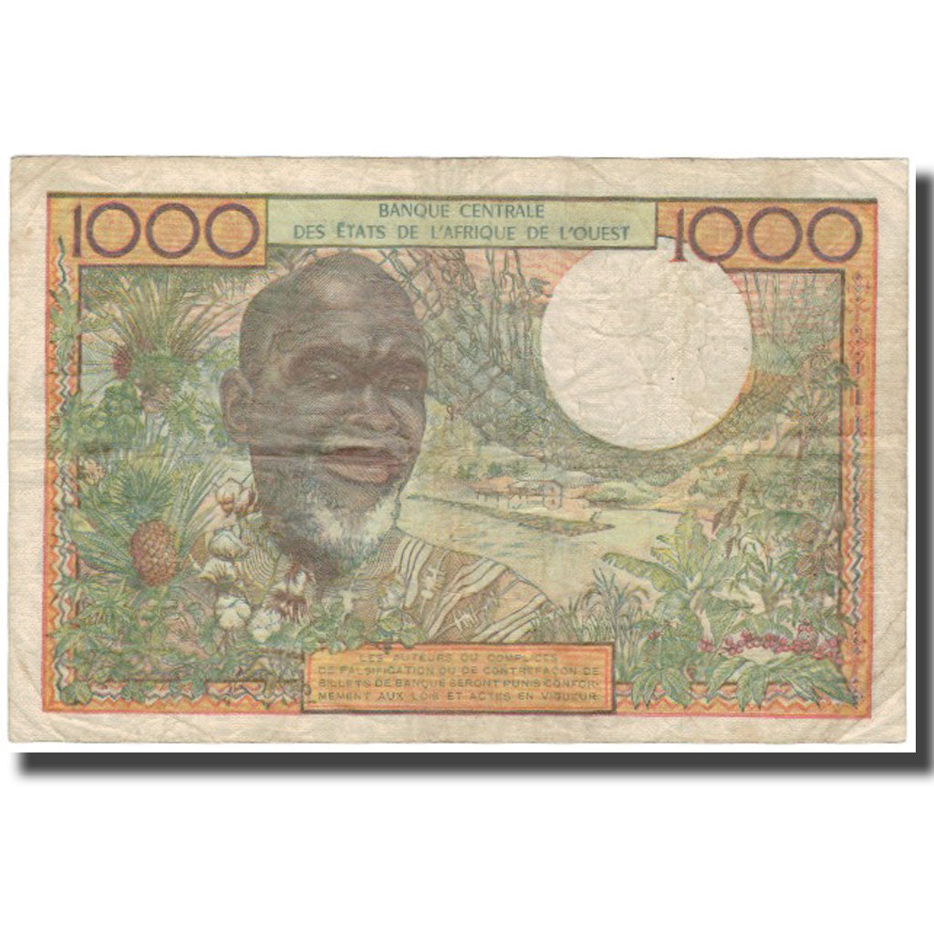 Banknote, West African States, 1000 Francs, KM:703Kl, VF(20-25)