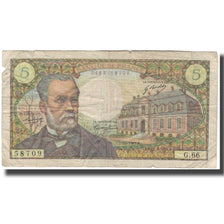 France, 5 Francs, Pasteur, 1967-12-07, VG(8-10), Fayette:61.6, KM:146b
