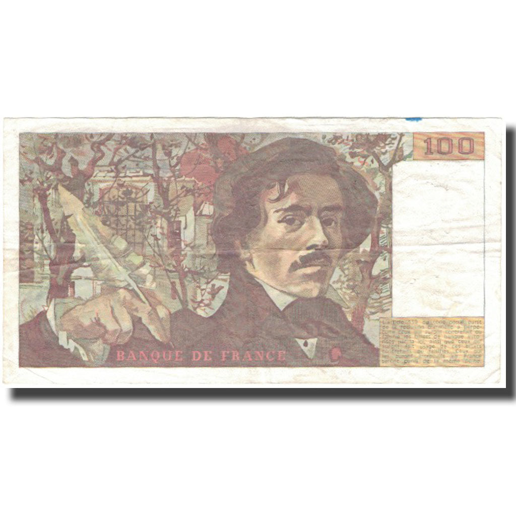 France, 100 Francs, Delacroix, 1988, VF(20-25), Fayette:69.12, KM:154d