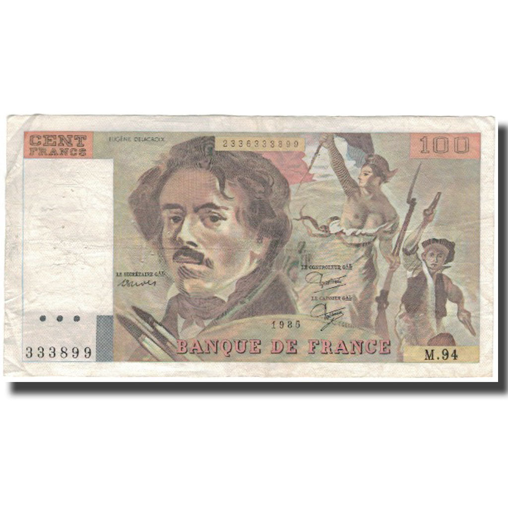 Frankreich, 100 Francs, Delacroix, 1985, SS, Fayette:69.9, KM:154b