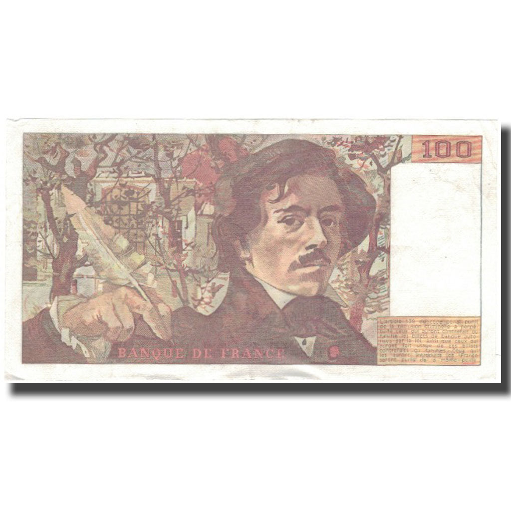 Francia, 100 Francs, Delacroix, 1984, BB, Fayette:69.8b, KM:154b