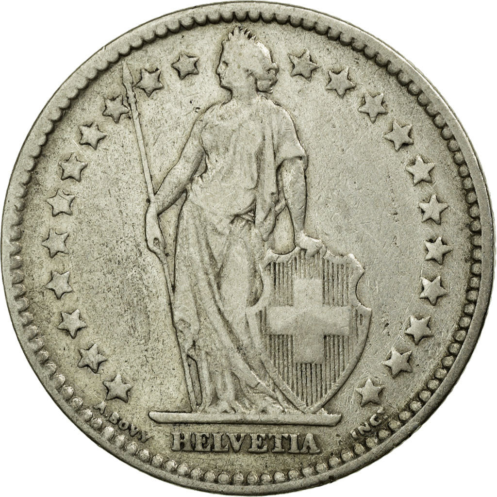 Coin, Switzerland, 2 Francs, 1875, Bern, VF(30-35), Silver, KM:21