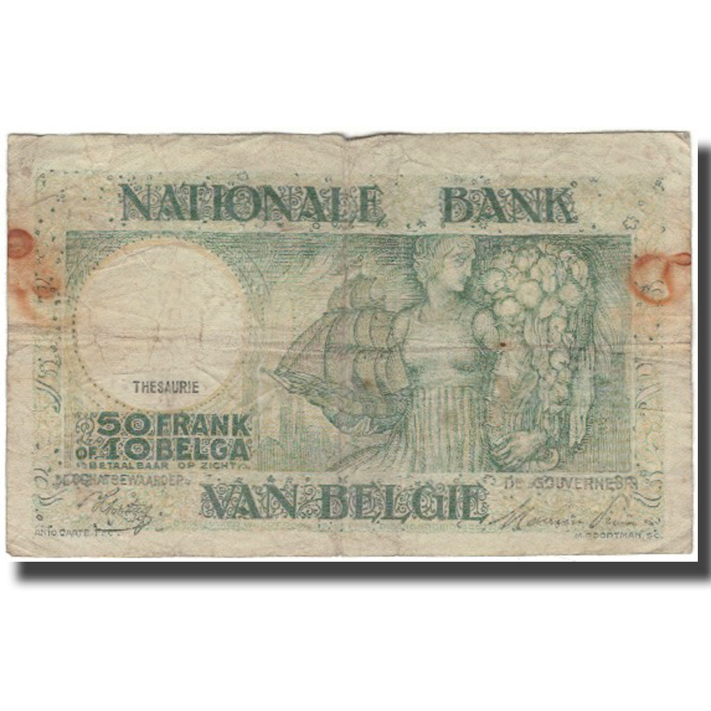 Billet, Belgique, 50 Francs-10 Belgas, 1944-12-22, KM:106, B+