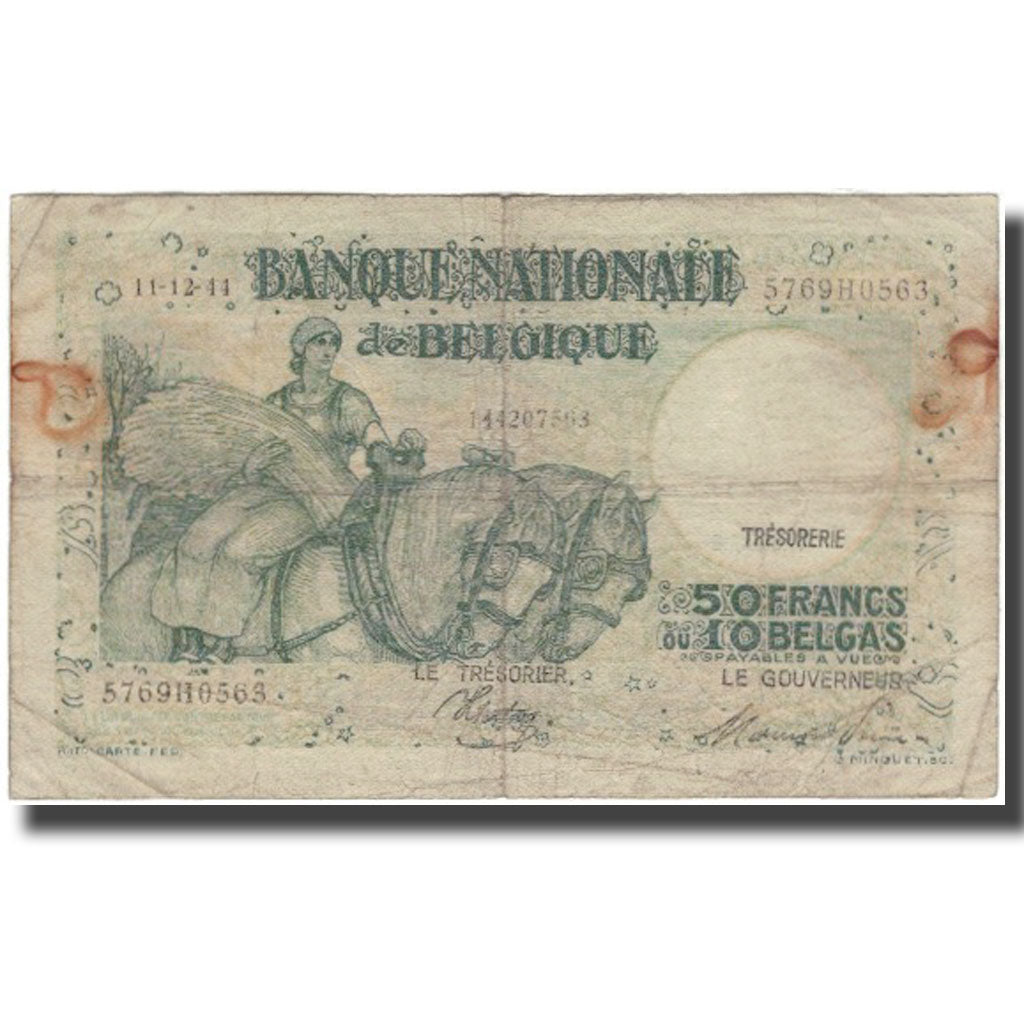 Banconote, Belgio, 50 Francs-10 Belgas, 1944-12-11, KM:106, MB