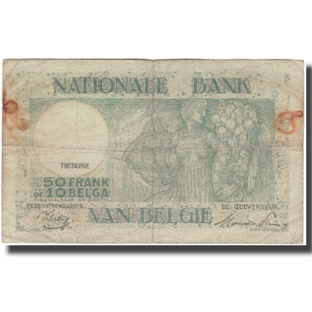 Banconote, Belgio, 50 Francs-10 Belgas, 1944-12-11, KM:106, MB