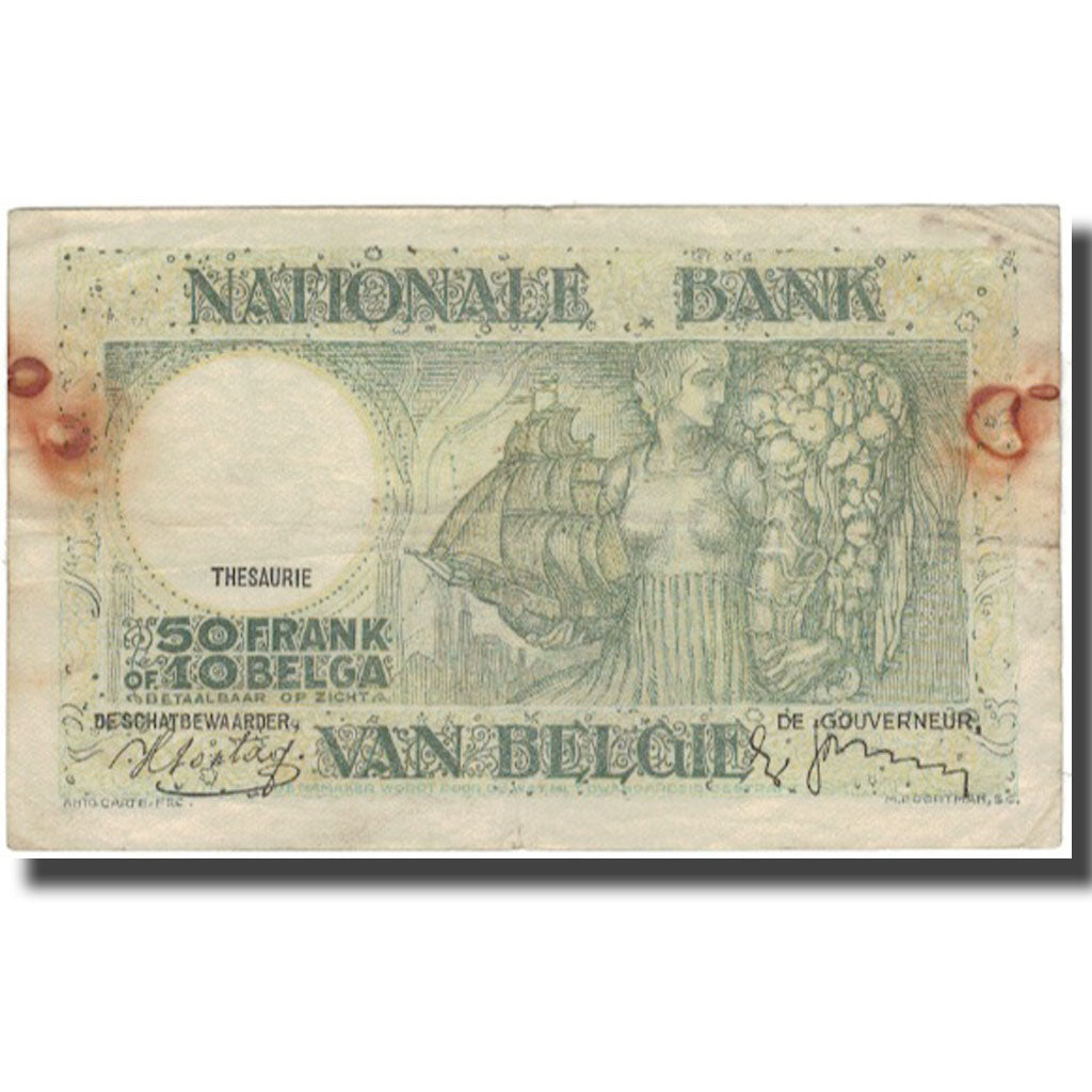 Billet, Belgique, 50 Francs-10 Belgas, 1938-03-19, KM:106, TB