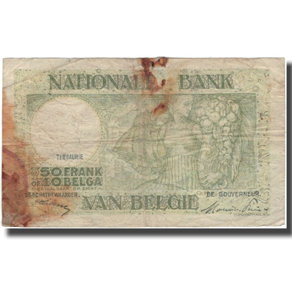 Banknot, Belgia, 50 Francs-10 Belgas, 1947-04-03, KM:106, VG(8-10)