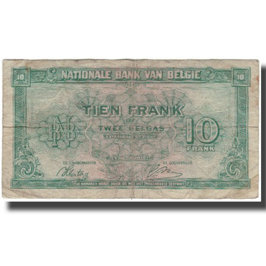 Banknote, Belgium, 10 Francs-2 Belgas, 1943-02-01, KM:122, VF(20-25)
