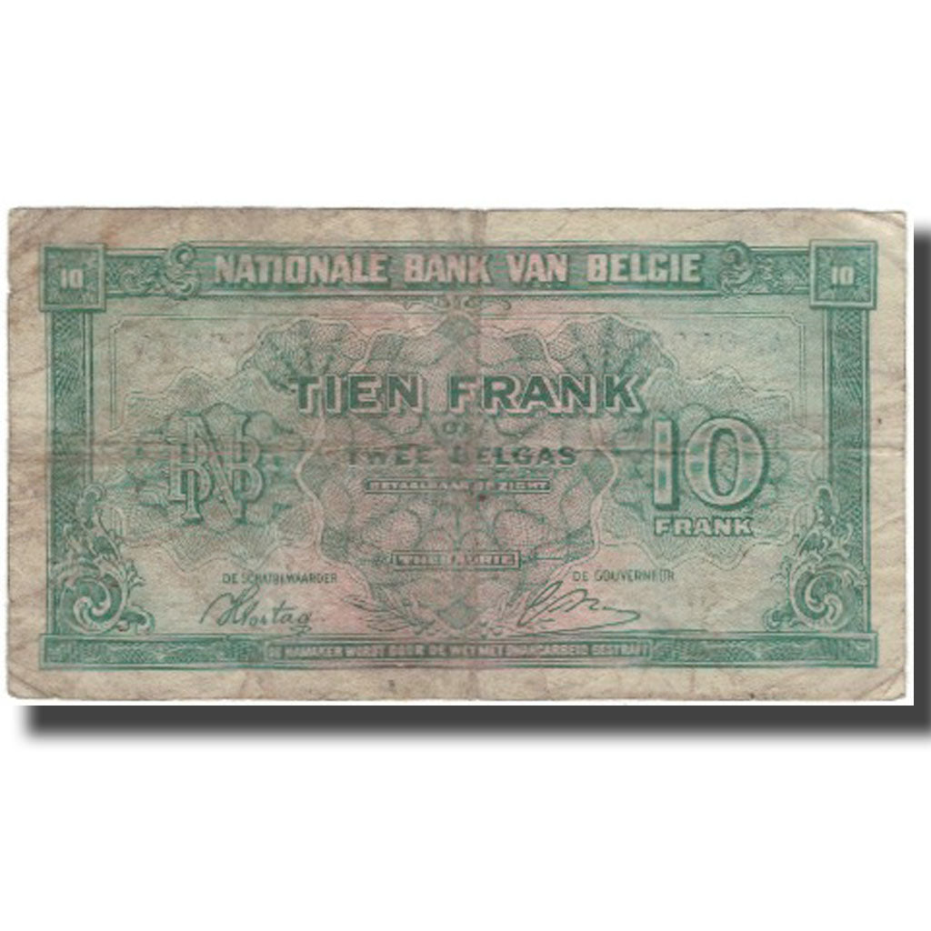 Biljet, België, 10 Francs-2 Belgas, 1943-02-01, KM:122, TB