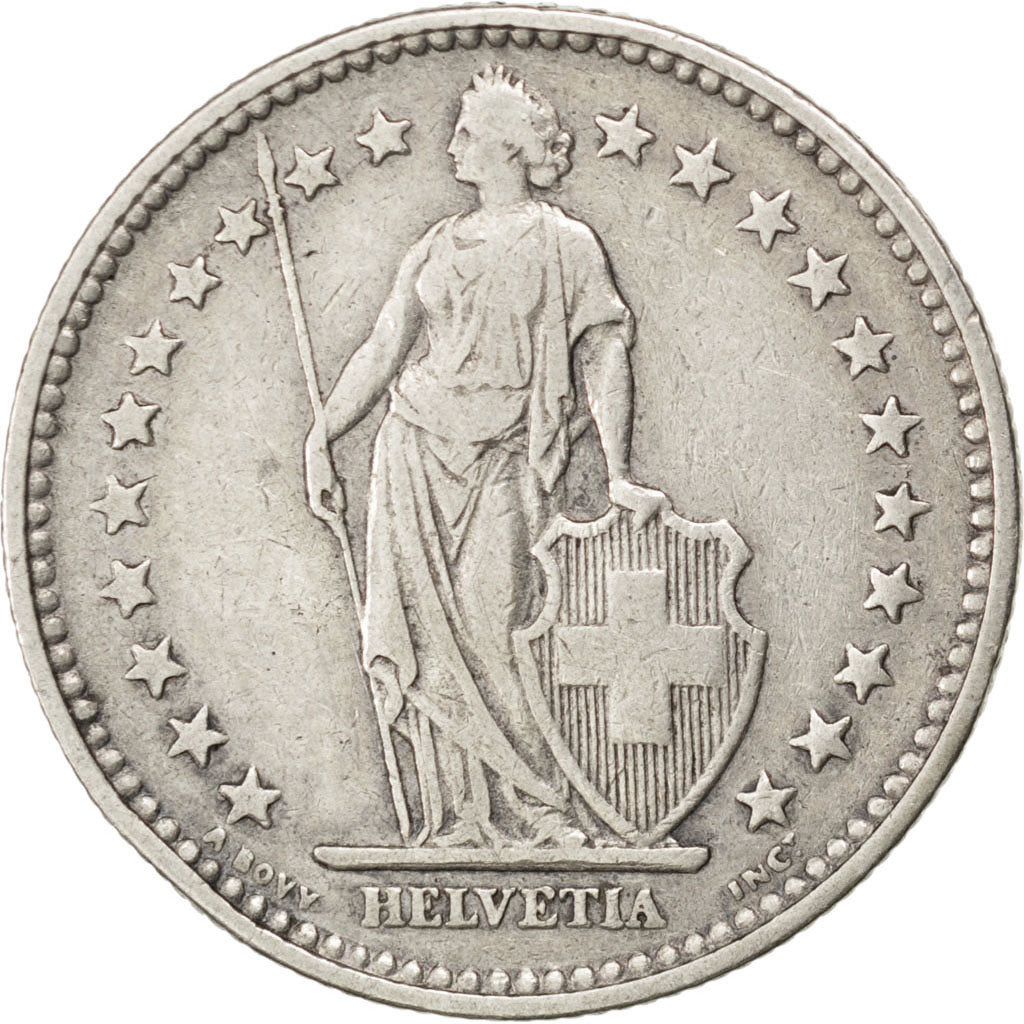 SWITZERLAND, 2 Francs, 1894, Bern, KM #21, EF(40-45), Silver, 27.4, 9.90