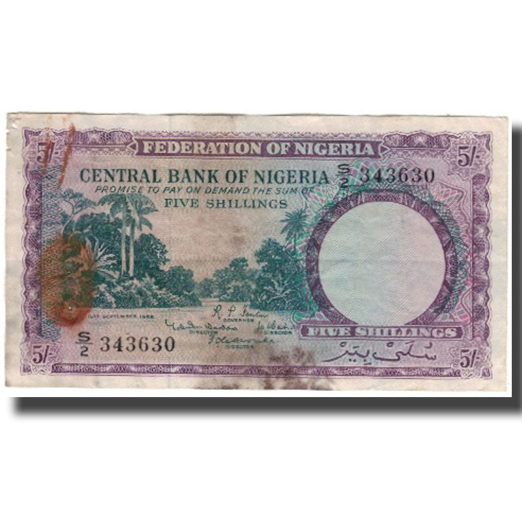 Banknote, Nigeria, 5 Shillings, 1958-09-15, KM:2a, VF(20-25)