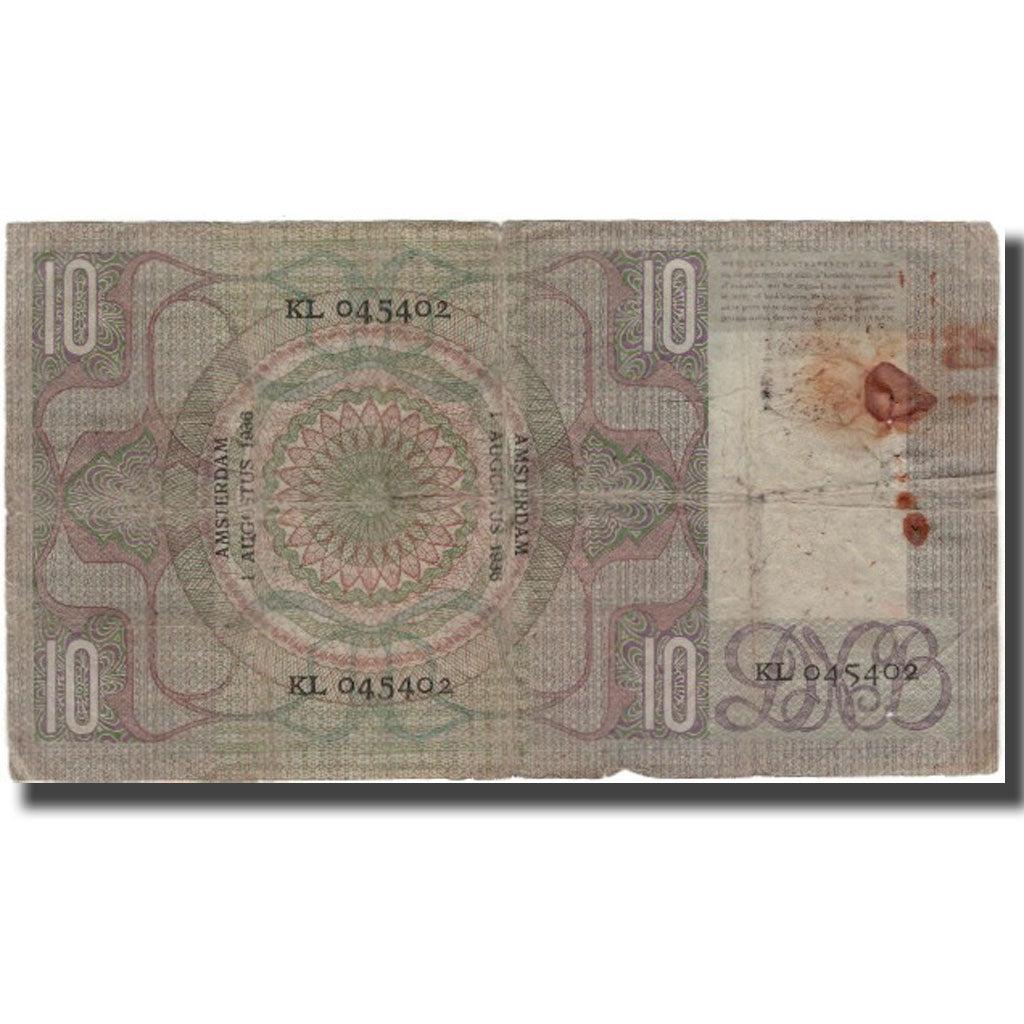 Banknote, Netherlands, 10 Gulden, 1936-08-01, KM:49, F(12-15)