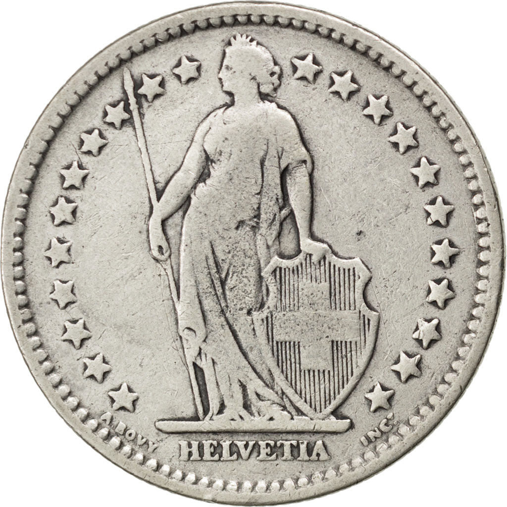 SWITZERLAND, 2 Francs, 1904, Bern, KM #21, VF(20-25), Silver, 27.4, 9.76