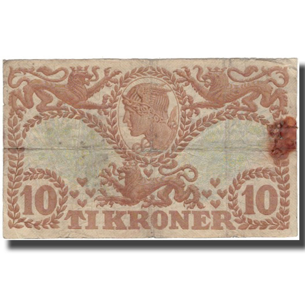 Banknote, Denmark, 10 Kroner, 1943, KM:31o, F(12-15)