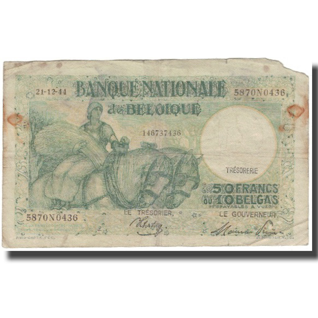 Geldschein, Belgien, 50 Francs-10 Belgas, 1944-12-21, KM:106, SGE