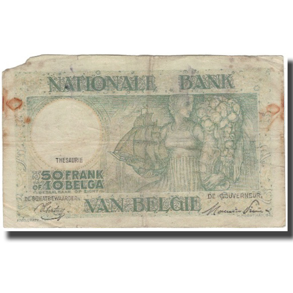 Geldschein, Belgien, 50 Francs-10 Belgas, 1944-12-21, KM:106, SGE