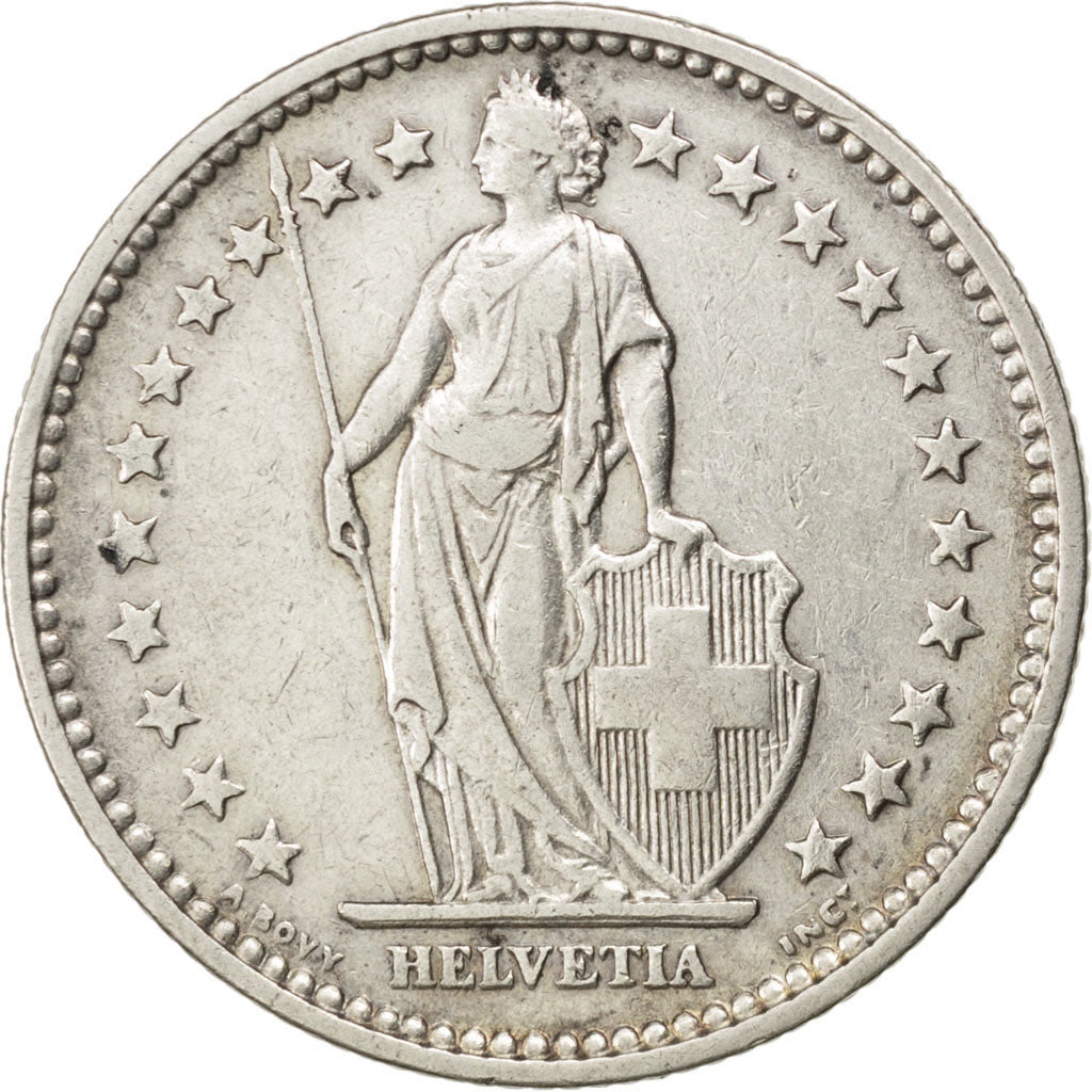 SWITZERLAND, 2 Francs, 1906, Bern, KM #21, EF(40-45), Silver, 27.4, 9.90