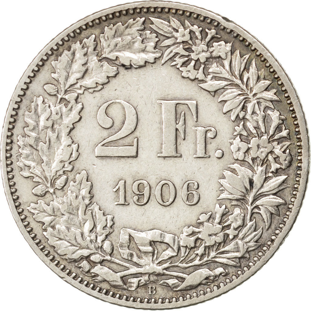 SWITZERLAND, 2 Francs, 1906, Bern, KM #21, EF(40-45), Silver, 27.4, 9.90