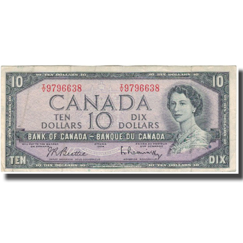 Banknote, Canada, 10 Dollars, 1954, KM:79b, VF(20-25)