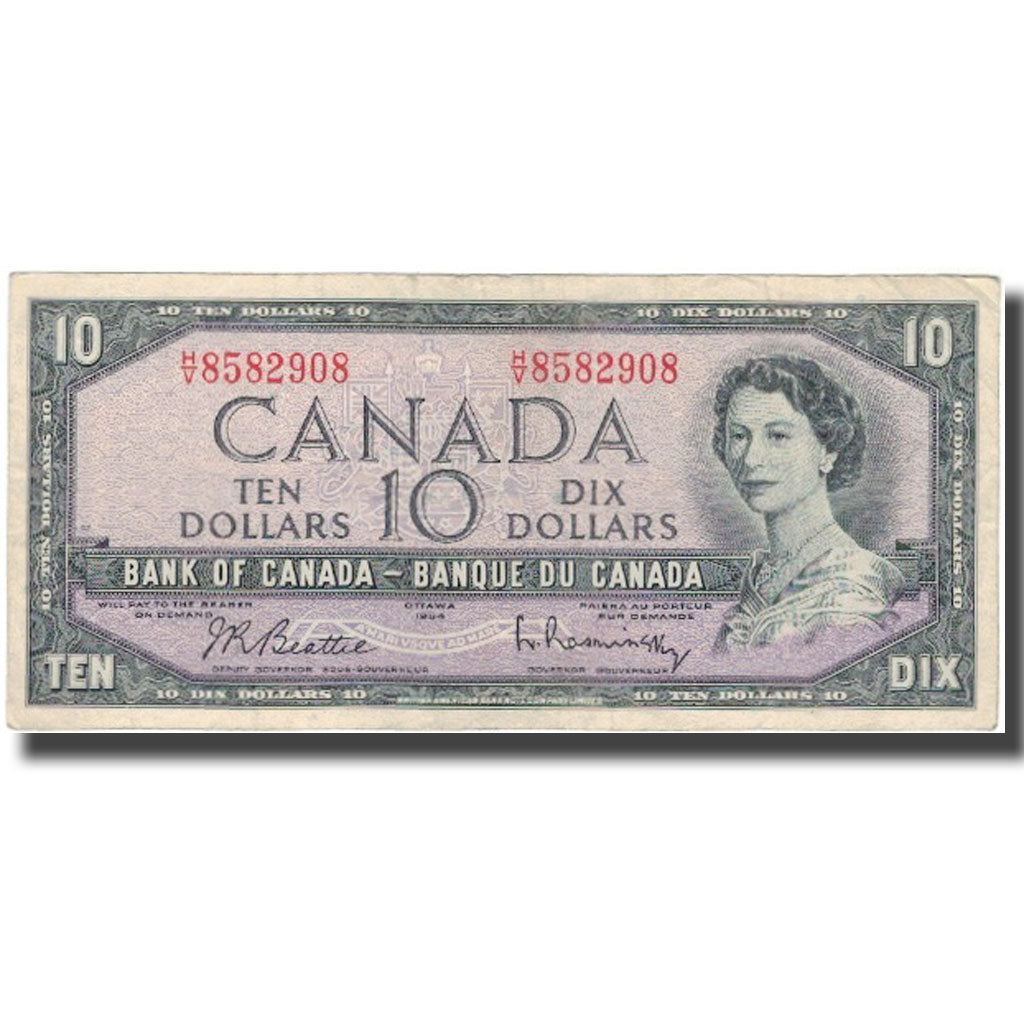 Banknote, Canada, 10 Dollars, 1954, KM:79b, VF(30-35)