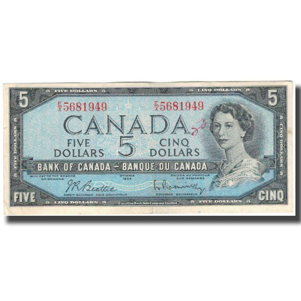 Banknote, Canada, 5 Dollars, 1954, KM:77b, VF(20-25)