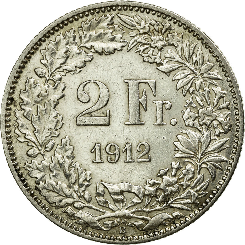 Coin, Switzerland, 2 Francs, 1912, Bern, AU(55-58), Silver, KM:21