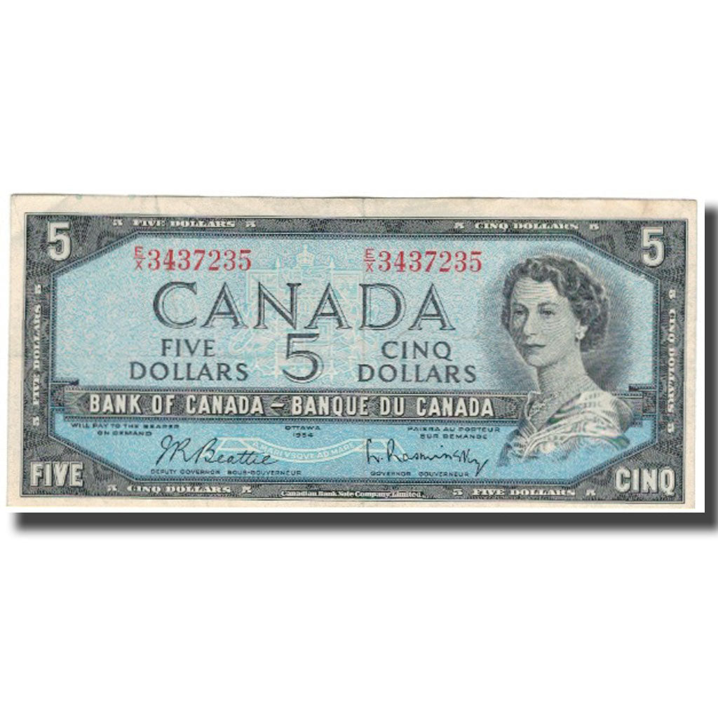 Billete, 5 Dollars, 1954, Canadá, KM:77b, BC