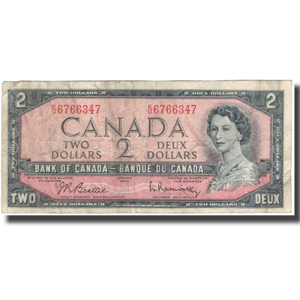 Billete, 2 Dollars, 1954, Canadá, KM:76b, RC+
