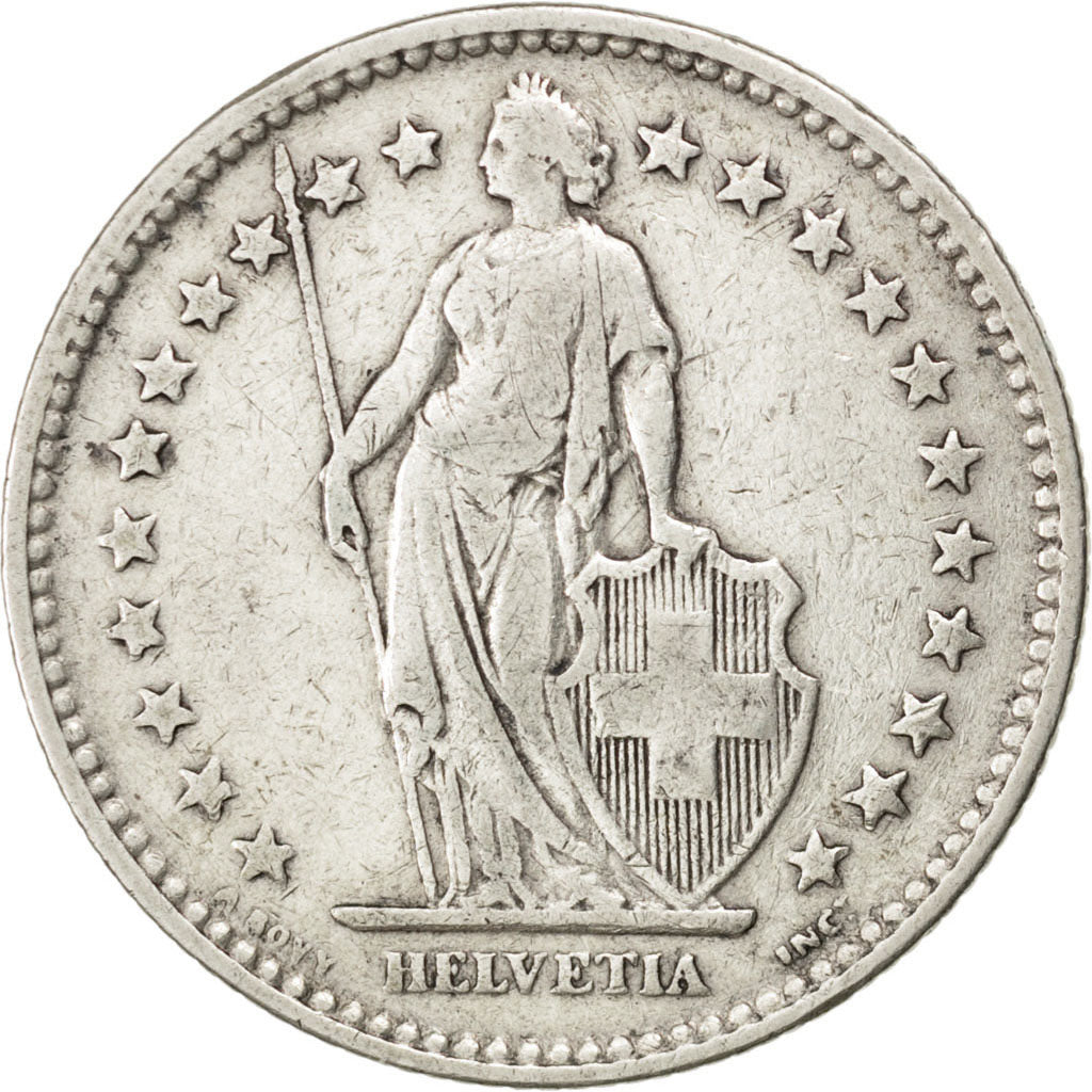 SWITZERLAND, 2 Francs, 1916, Bern, KM #21, EF(40-45), Silver, 27.4, 9.86