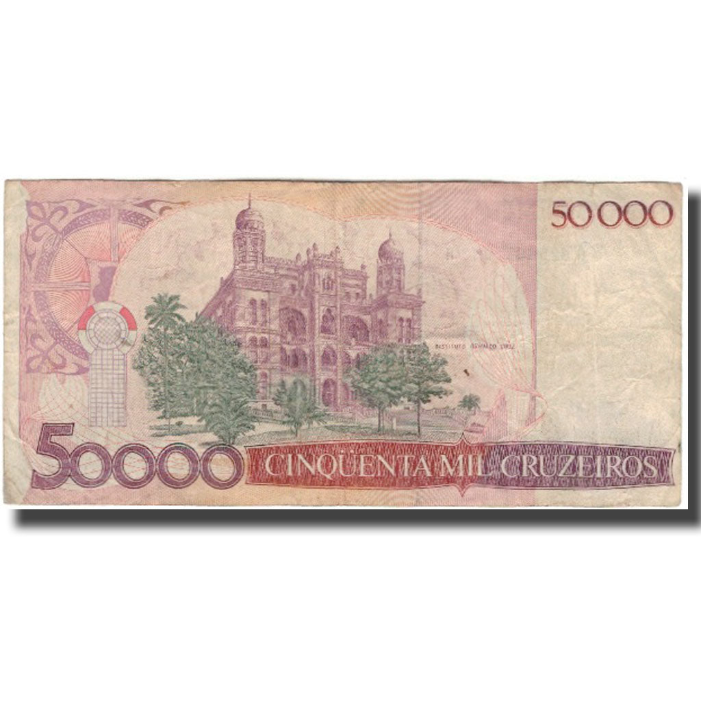 Banknot, Brazylia, 50 Cruzados on 50,000 Cruzeiros, KM:207, VF(20-25)