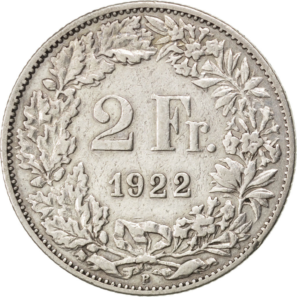 SWITZERLAND, 2 Francs, 1922, Bern, KM #21, EF(40-45), Silver, 27.4, 9.91
