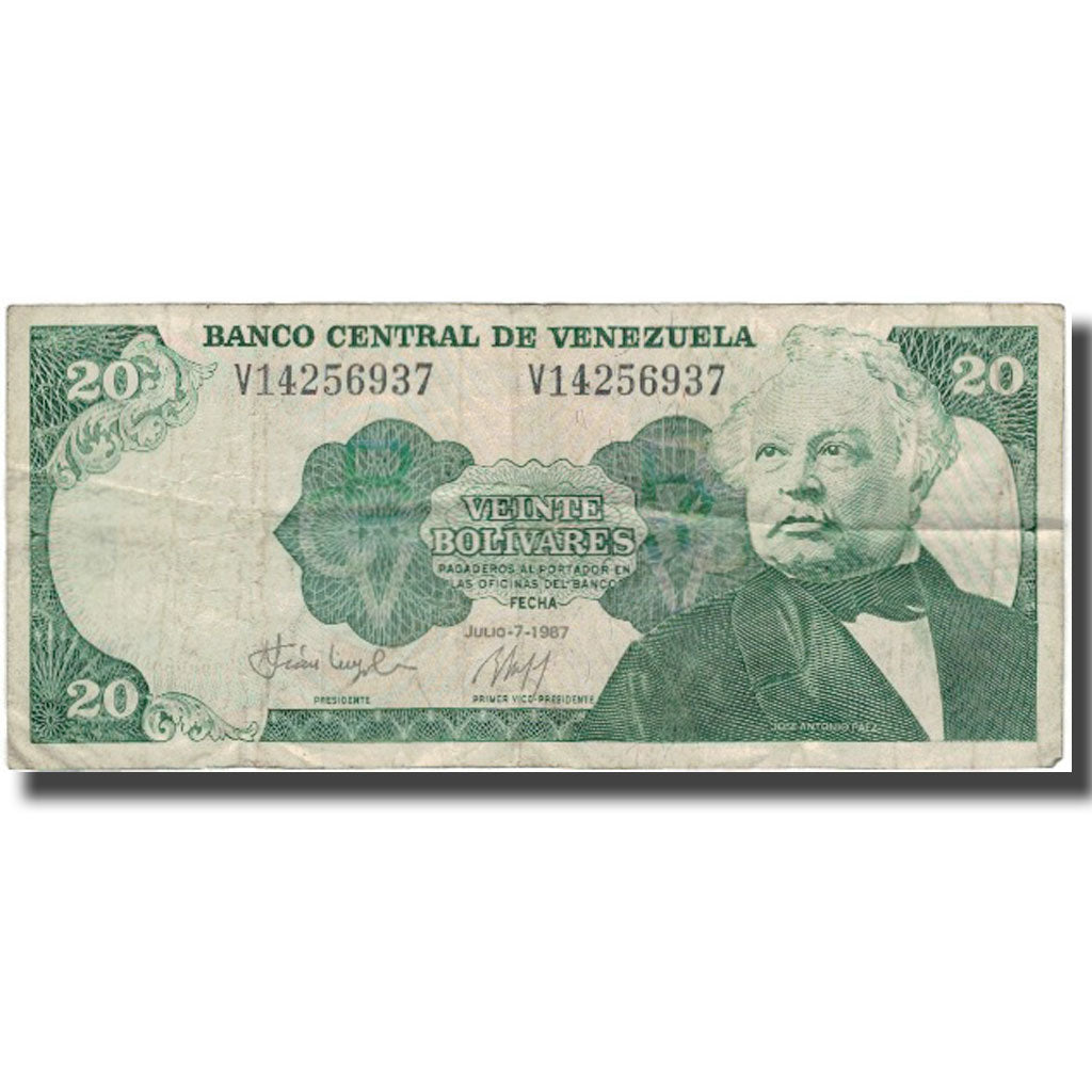 Billet, Venezuela, 20 Bolivares, 1987-07-07, KM:64a, B+