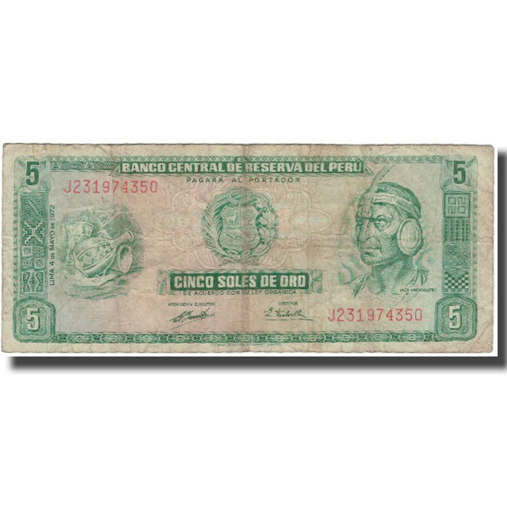 Banknot, Peru, 5 Soles De Oro, 1972-05-04, KM:99b, F(12-15)