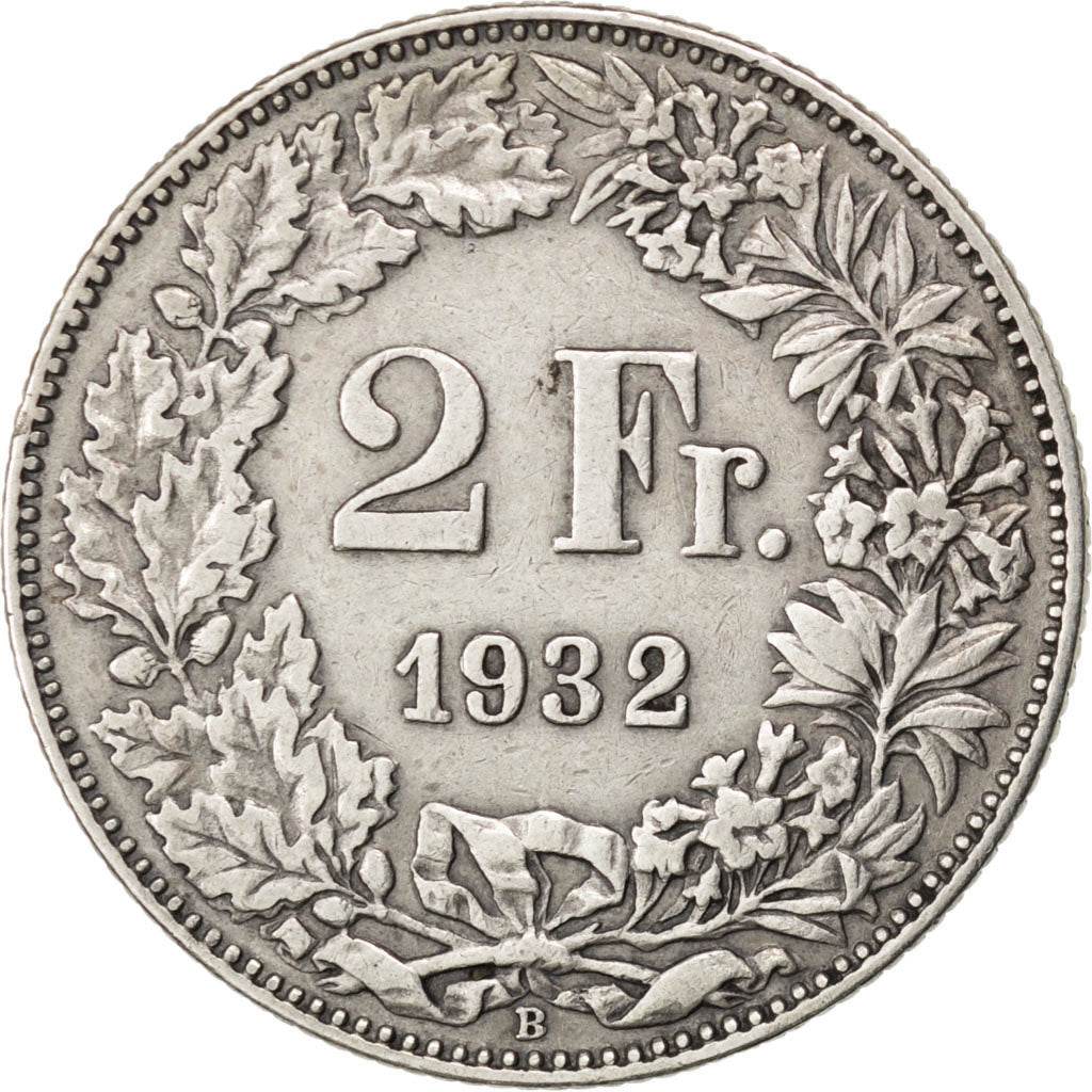 SWITZERLAND, 2 Francs, 1932, Bern, KM #21, EF(40-45), Silver, 27.4, 9.93