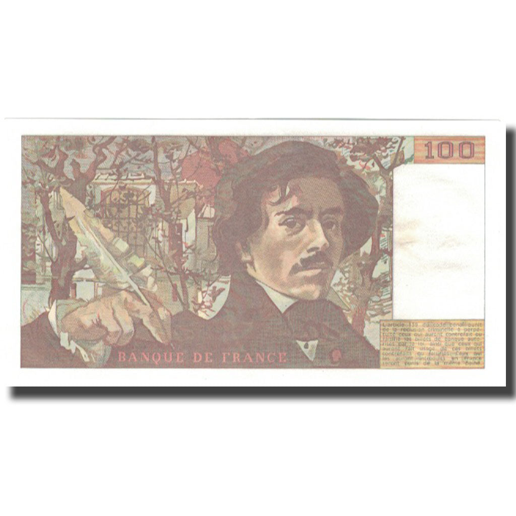 France, 100 Francs, Delacroix, 1983, EF(40-45), Fayette:69.7, KM:154b