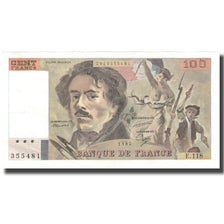 França, 100 Francs, Delacroix, 1987, EF(40-45), Fayette:69.11, KM:154c