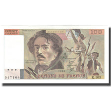França, 100 Francs, Delacroix, 1986, UNC(63), Fayette:69.10, KM:154b