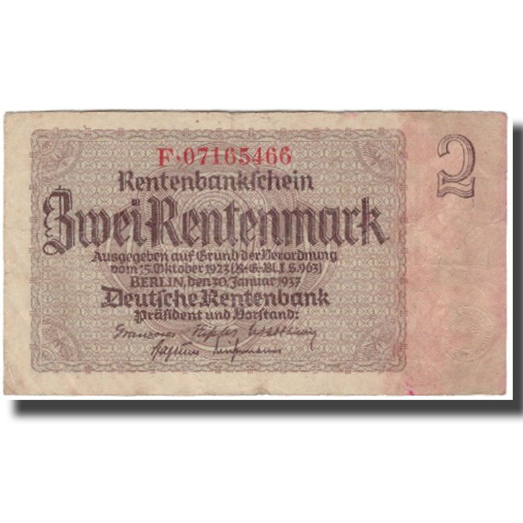 Geldschein, Deutschland, 2 Rentenmark, KM:174b, S+