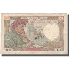 France, 50 Francs, Jacques Coeur, 1941-05-15, TB, Fayette:19.11, KM:93