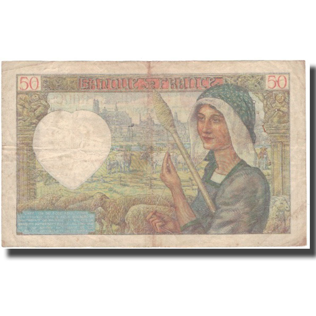 France, 50 Francs, Jacques Coeur, 1941-05-15, TB, Fayette:19.11, KM:93
