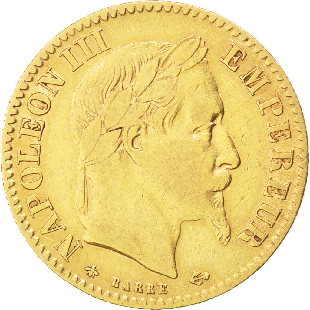 Francia, Napoleon III, Napoléon III, 10 Francs, 1866, Paris, MB+, Oro, KM:80...